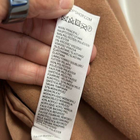 TopShop Camel Peacoat Trench Double Breasted Women Fall Winter Midi Pockets Sz 2 - Picture 11 of 13